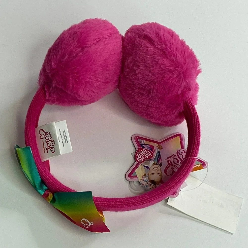 JoJo Siwa Pink Earmuffs Girls One Size Rainbow Bow Faux Fur JJFE2371TG